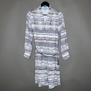 Antonio Melani Gray/White Dress‎ With Belt And Adjustable Sleeves Size 2